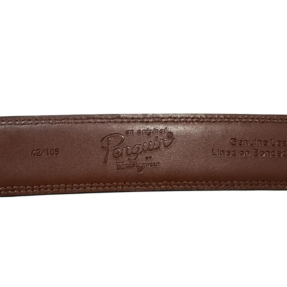 Penguin Munsingwear Men's Belt 50 Black Leather Adjustable Belt Buckle